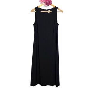 Anne Klein dress black sleeveless tank sheath midi size 8